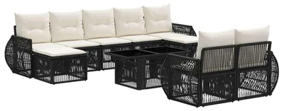 Immagine prodotto di Set da giardino composto da 10 pezzi, colore nero e crema, in rattan sintetico