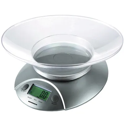 Immagine prodotto di Heinner HKS-5SL, bilancia da cucina elettronica, capacità 5 kg, precisione 1 g, colore argento, materiale: plastica, ideale per il piano di lavoro