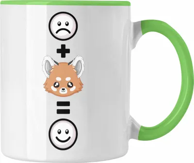 Produktbild von Trendation - Roter Panda Tasse Geschenk für Roter Panda Liebhaber  :( + Roter Panda = :) Lustige Geschenkidee Geburtstag (Grün)