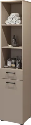 Obrázek produktu pro Vysoká koupelnová skříňka TRISS s košem na prádlo - congo / dub