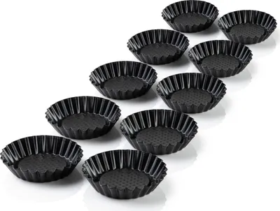 Immagine prodotto di Set di 10 stampi per mini tartellette, Ø 11 cm - stampi antiaderenti per mini crostate, basi di frutta e tartellette