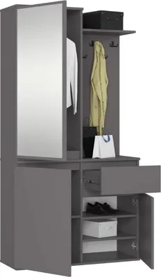 Immagine prodotto di BDW, Set di armadi da corridoio ENTRO con armadio a specchio, 95x183x35cm, grigio