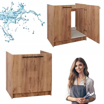 Zdjęcie produktu dla Szafka Kuchenna Stojąca pod Zlewozmywak 80 x 46 x 82 cm Modny Dąb Złoty
