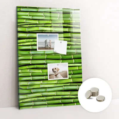 Obrázok produktu pre Magnetická tabuľa na stenu - Memo Tabuľa Sklenená - vrátane 5 magnetov - 40x60 cm - Bambusová stena