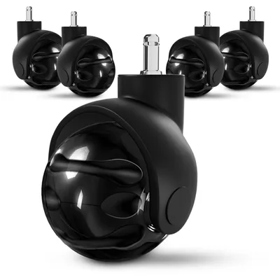 Image de Lot de 5 roulettes de rechange pour chaises de bureau, adaptées à tous les types de sols