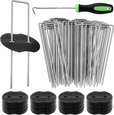 Image de Tissu anti-mauvaises herbes Haringen - Fixations pour jardin - Fixation de matériel de jardin - Forme en U - 50 pièces - Argent