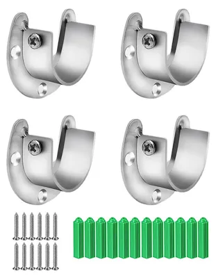 Kleiderstangenhalter 4er-Set, 25 mm, U-förmig, Edelstahl