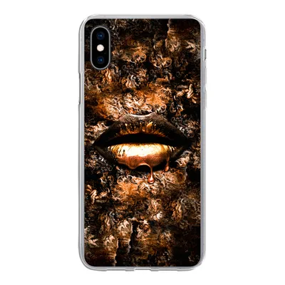 Produktbild von MuchoWow® Handyhülle Schutzhülle Hülle für iPhone Xs Frau - Lippen - Kupfer Silikon Softcase Handy Hülle - Handytasche