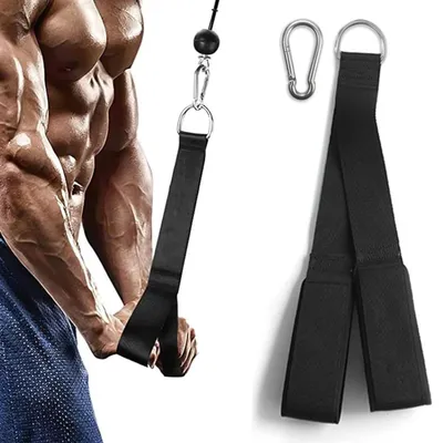 Image de Fixation de corde pour triceps, corde de triceps avec mousqueton et poignées antidérapantes
