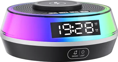 Produktbild von Multifunktionaler Bluetooth-Speaker mit Wecker, LED-Stimmungslicht, White-Noise, U-Disk-Wiedergabe, Schwarz