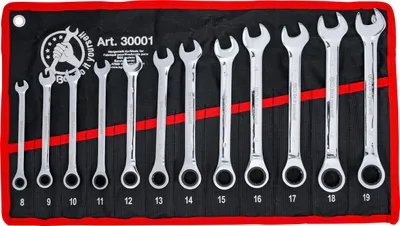 Productafbeelding van KRAFTMANN 30001 Set ratelringsleutels, 12-delig.