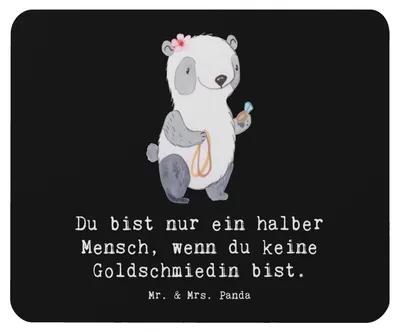 Produktbild von Mr. & Mrs. Panda Mouse Pad Goldschmiedin Herz - Schwarz - Geschenk, Mousepad, Witzig, Mauspad, Schmuckgeschäft, computer, Spruch, pc, laptop, Eröffnung, Lustig