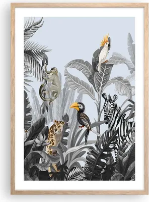 Produktbild von Gerahmtes Poster - Rahmen in heller Eiche - Dschungel Tiere Tukane - 50x70 cm - Wand Bild - Wanddeko - Wandbilder - Kunstposter - Wandposter - Bilderrahmen - Bilder - Kunstdruck - P2NPA50x70-4662