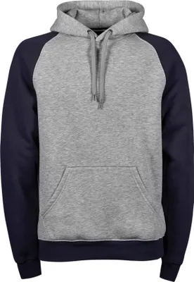 Produktbild von Tee Jays 5432 | Herren Two-Tone Hooded Sweatshirt / Doppelt genäht - Farbe: Heather Grey/Navy - Größe: L