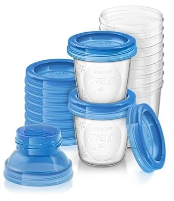 Produktbild von Philips AVENT Aufbewahrungssystem für Muttermilch, Becher inklusive Deckel, Adapter (Modell SCF618/10) 10 Stück (1er Pack)