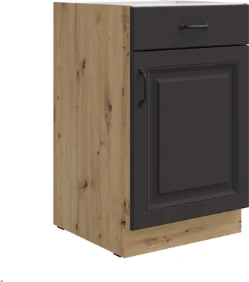 Produktbild von Unterschrank 50 Stilo Grau + Eiche Artisan Küchenzeile Vollauszug Soft-Close