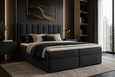 Obrázek produktu pro postel s pružinovým roštem 180 x 200 cm, černá – iDream s úložným prostorem a matracovým chráničem