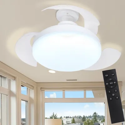 Obrázok produktu pre Stropný ventilátor E27 s osvetlením a diaľkovým ovládaním, 20 cm lampa ventilátora, nízka hlučnosť 4-rýchlostný ventilátor Farba svetla stmievateľná pre spálňu jedáleň