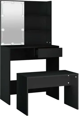Obrázek produktu pro sada toaletního stolku vidaXL s LED diodami z černého dřeva