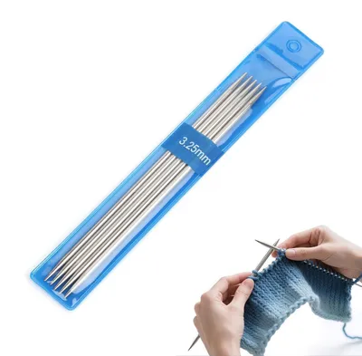 Produktbild von Edelstahl Nadelspiel 3,25 mm 15 cm 5 Stück Stricknadeln für Socken & Mützen