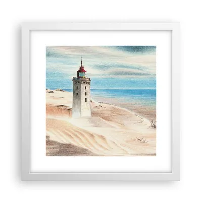 Produktbild von Gerahmtes Poster - Weißer Rahmen - Laterne Meer Bild - 30x30 cm - Wand Bild - Wanddeko - Wandbilder - Kunstposter - Wandposter - Bilderrahmen - Bilder - Kunstdruck - Wanddekoration - P2WAC30x30-4764