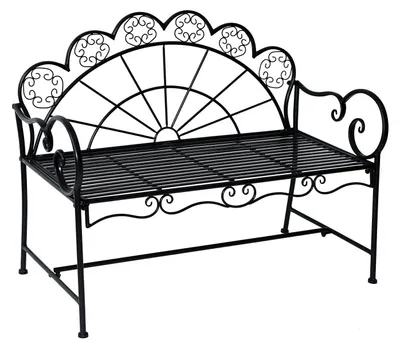 Image de Banc de jardin en métal pour 2 personnes | Couleur : Noir | Dimensions : 107 x 55,5 x 88,5 cm