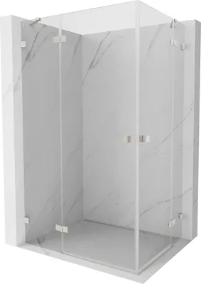 Image de Mexen Lunar Duo Cabine de douche pivotante 100 x 95 cm, transparente, nickel brossé - 834-100L-095P-97-00
