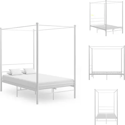 Obrázek produktu pro vidaXL Postel se stříškou bílá kovová 140x200 cm - Postele a válendy