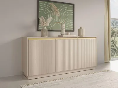 Produktbild von Sideboard – Kommode – Kommode mit Türen – ROYAL – K-154 – Gerillte Front – Beige – Moderne Stauraumlösung mit Soft-Close