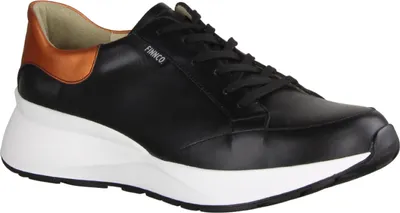 Produktbild von Finn Comfort Caseres Schwarz/Arancia, Damen, Sneaker, Wechselfußbett, Leder, NEU - Damenschuhe Bequeme Schnürschuhe, Schwarz, leder (nappaseda/diesel)