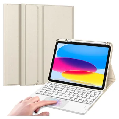 Produktbild von Fintie Tastatur Hülle für iPad 11. Generation 2025 11", iPad 10. Generation 2022 10.9" Schutzhülle mit magnetisch Abnehmbarer Deutscher Tastatur und Touchpad Keyboard mit QWERTZ Layout, Champagner