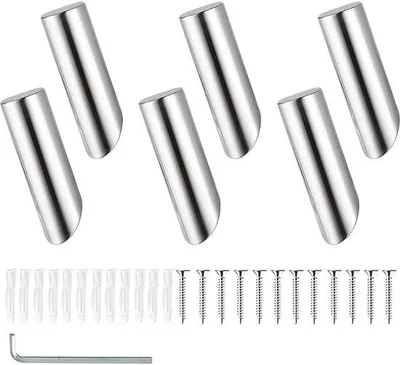 Produktbild von Moderne Wandhaken mit 6 Haken, Montage-Set, rohstahl, für Eingangsbereiche, Schlafzimmer und Badezimmer
