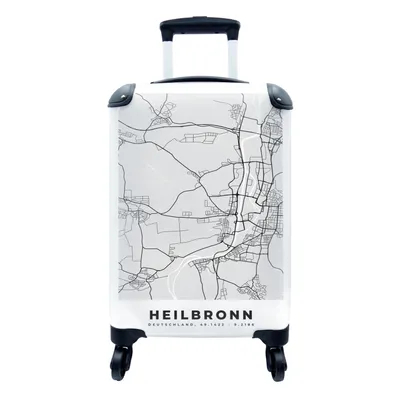 Produktbild von MuchoWow® Koffer Handgepäck Trolley Rollkoffer Kleine Reisekoffer mit 4 Rollen - Karte - Deutschland - Heilbronn - Karte - Stadtplan - Cabin Size < 55x40x23 cm & 55x40x20 cm - Fotokoffer - Kabinenkoffer - Boardgepäck - Reise-Box - Reisekoffer - Reisegepäck - Koffer mit Bild - Trolley für Kinder