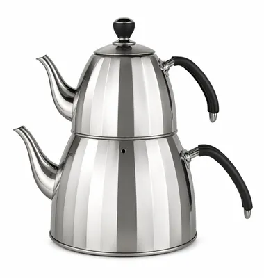 Produktbild von Teekannen Set Edelstahl Induktion 1,0L + 2,5L Türkischer Teekocher mit Edelstahlfilter - Geeignet für alle Herdarten - VL-AA19