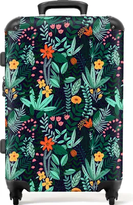 Obrázok produktu pre NoBoringSuitcases.com® Veľký kufor - Rastliny - Kvety - Vzor - Príroda - Kombinovaný zámok TSA - Pevná škrupina na kolieskach 4 - 72 litrov - Cestovný kufor - 66 cmKufr Medium 67x43x25 cm, 72L,