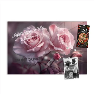 Produktbild von Magnettafel 60x40cm Pinnwand Whiteboard beschreibbar - Romantische Rosen