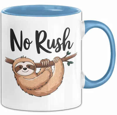 Produktbild von Faultier Tasse Geschenkidee Keine Eile für faule Faultiere (Blau)