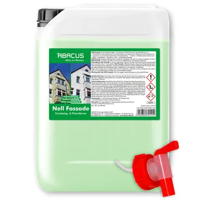 Produktbild von ABACUS® Fassadenreiniger, Grünbelagentferner für Fassaden, Putz & Hauswände – Entfernt selbsttätig 1 x 25L Nell Fassade mit Auslaufhahn
