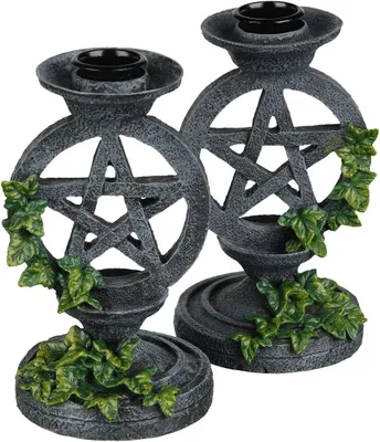 Productafbeelding van Kandelaar, antieke vorm van een pentagram, 17 cm, grijs