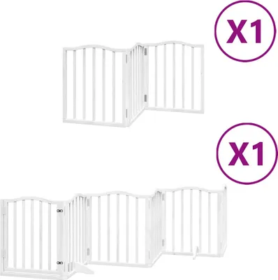 Immagine prodotto di vidaXL Cancelletto per cani 9 pezzi con porta Pieghevole Bianco 450 cm Legno di pioppo