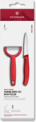 Obrázek produktu pro Swiss Classic, nůž na okrajování s Y-škrabkou, 2 ks, červený, krabice