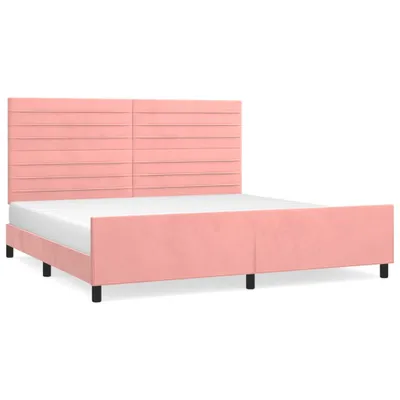Produktbild von vidaXL Bettgestell mit Kopfteil Rosa 200x200 cm Samt