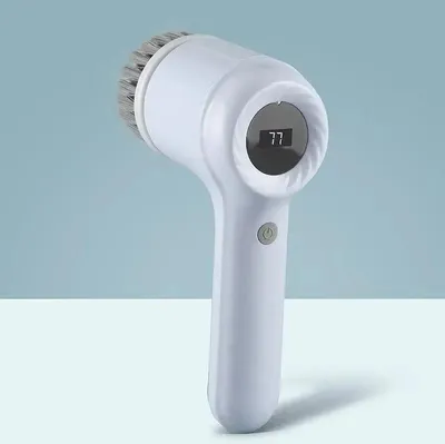 Produktbild von Elektrische Reinigungsbürste 5-in-1 mit 5 austauschbaren Bürstenköpfen, rotierende Scheuerbürste für Bad, Fliesen, Badewanne und Waschbecken - Grau C