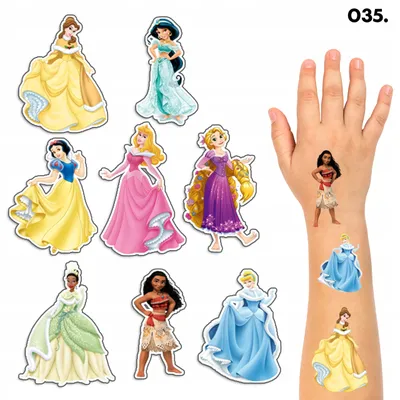 Image de Tatouages temporaires lavables de princesses pour enfants - 8 El. / 150 motifs