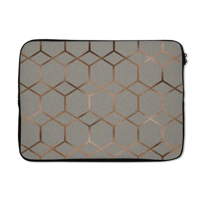 Produktbild von MuchoWow® Laptop Hülle 13 Zoll Muster - Grau - Bronze Laptoptasche - Laptophülle - Sleeve - Rundumschutz
