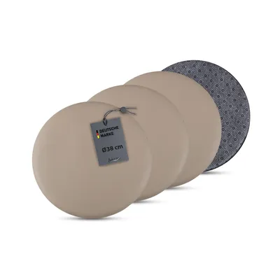 Image de Coussin de chaise ⌀ 38cm similicuir antidérapant taupe, lot de 2