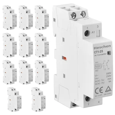 Wechselstromschütz CT1-25, 2-polig, 25 A, 220 V, DIN-Schiene, 12 Stück