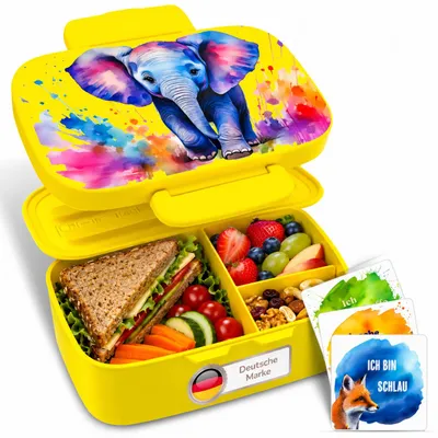 Produktbild von Kinder Lunchbox mit Fächern, auslaufsicher und robuster Snackbox mit Besteck Mumaka