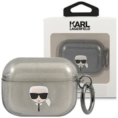 Produktbild von Karl Lagerfeld KLAPUKHGK AirPods Pro Hülle schwarz Glitter Karl`s Head