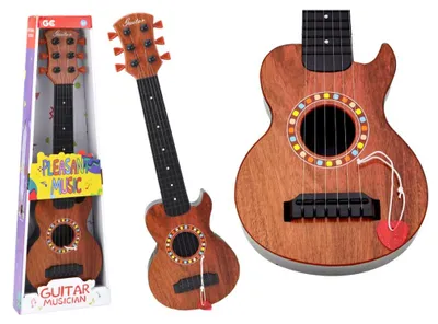 Obrázok produktu pre Detská hračka – gitara Leantoys, hnedé drevené trsátko